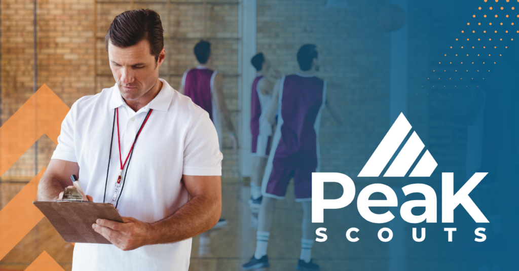 New coach stands with a clipboard, a court in the background